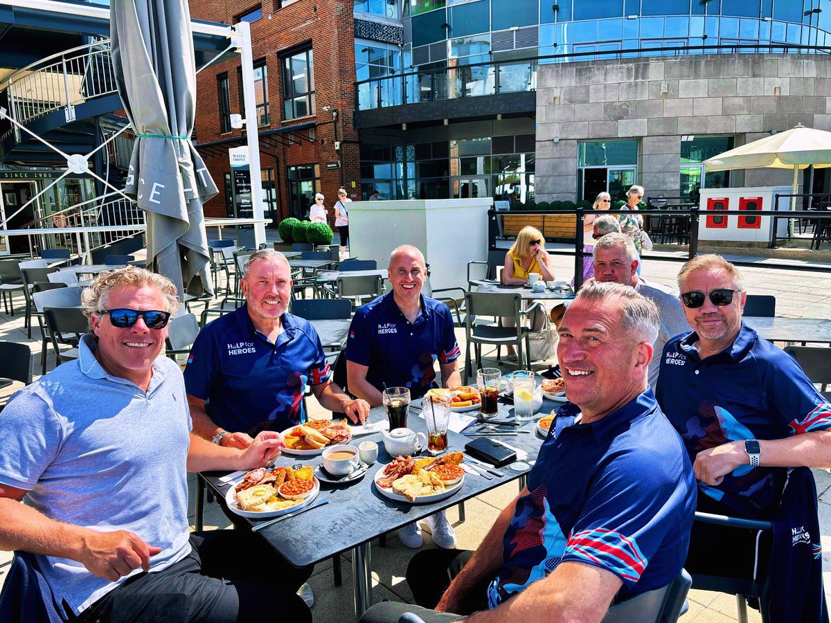 SimsGroup1's tweet image. Our CEO @LordDanielsSims with the rest of the ‘Northern Grit’ team having a pre ride fuel before embarking on 5 gruelling days cycling across Normandy raising money for our Veterans &amp;amp; the magnificent charity Help for Heroes. Stay tuned for regular updates! justgiving.com/page/northern-…