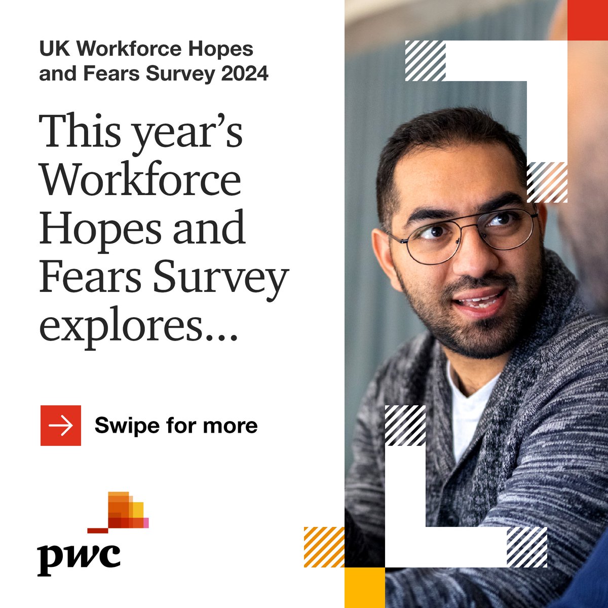 PwC_UK's tweet photo. The findings of our annual Workforce Hopes and Fears Survey are out now. Discover how 2000 UK employees feel about work and what this means for your organisation’s transformation goals.

https://t.co/4UfabZPprW

#HopesAndFears #Workforce #AI #Skills #BeTransformative #GenAI