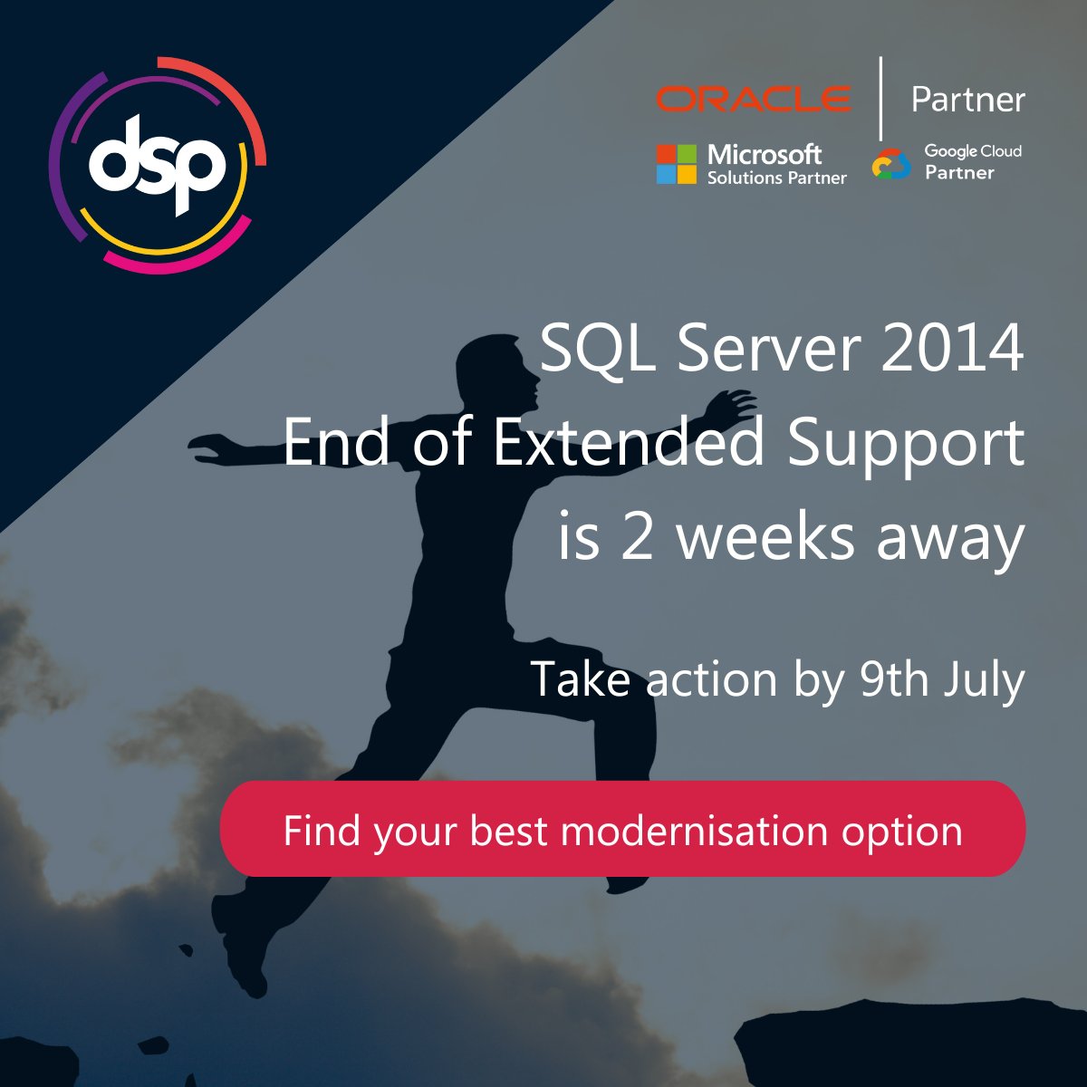 dsp_uk's tweet image. Extended Support for SQL Server 2014 databases ends in just two weeks
Find out what your on-premise and Cloud modernisation options are here:
bit.ly/3RtQqpx
#SQLServer #EndOfSupport #SQLServer2014