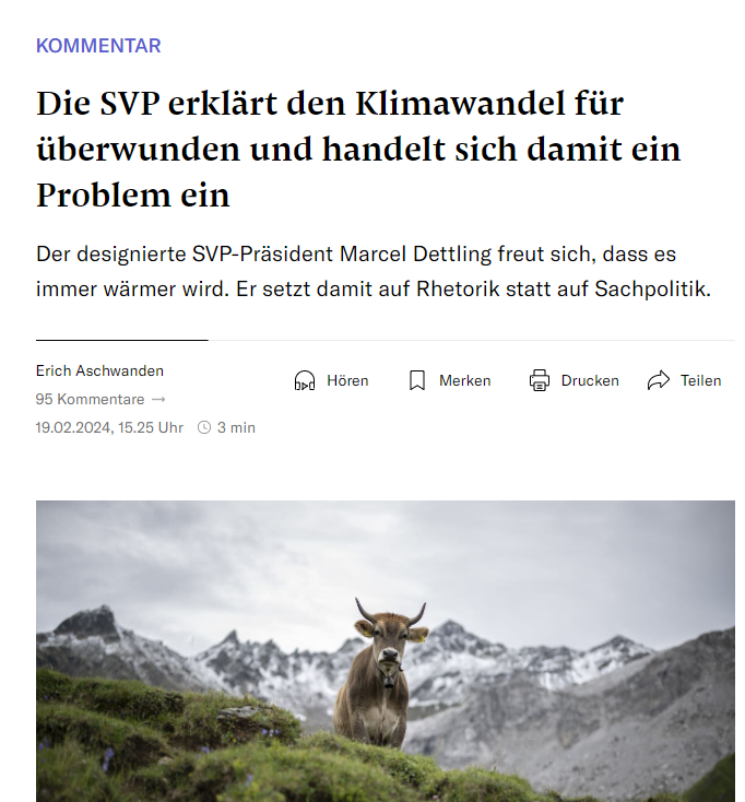 <a href="/sbv/">Schweizer Bauernverband</a> <a href="/biodivInit/">Biodiversitätsinitiative</a> Die BI forderte keine bestimmte Prozente. Für die Umsetzung sind die Kantone verantwortlich. Aber mit der Wahrheit nehmen es gewisse Exponenten der BI Gegner ja eh nicht so ernst: So sei der #Klimawandel ja für die Landwirte gut, und die #Biodiversitätskrise gibt es nicht.