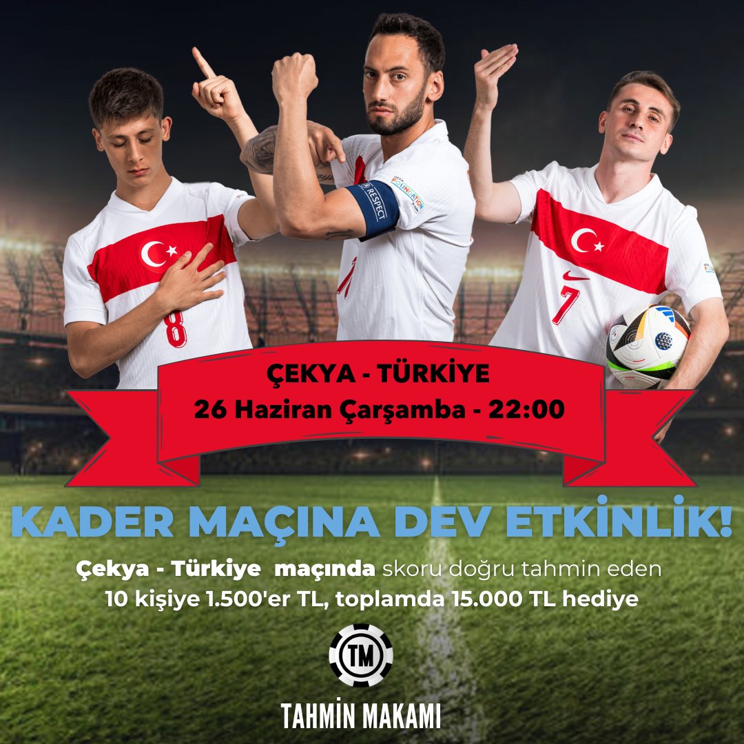 ⚽️ KADER MAÇINA DEV ETKİNLİK!

🧰 Form üzerinden X.com kullanıcı adını ve tahminini ilet, nakit ödül kazanma şansını yakala!

⚓️ Toplamda 10 kişiye tam 15.000₺ hediye sizleri bekliyor. 

🔗 Form: forms.gle/1raRhAmA6M3zhU…