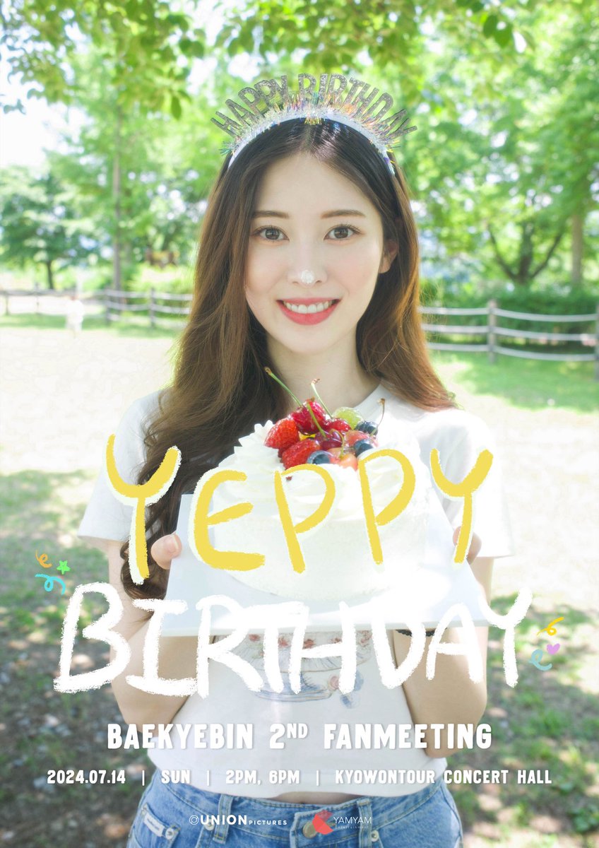 yebin__official's tweet photo. Welcome to 🎂YEPPY BIRTHDAY🥳

팬미팅 티켓 오픈 : 멜론티켓 6/28 (금) 6PM 
팬사인회 티켓 오픈: 멜론티켓 6/28 (금) 7PM
영상통화 티켓 오픈: DEEPI 6/28 (금) 8PM 

[정보]
팬미팅 일시 : 2024년 7월 14일 (일) 2PM, 6PM
팬사인회 일시 : 2024년 7월 14일 (일) 8PM https://t.co/2DqbysQ1KK