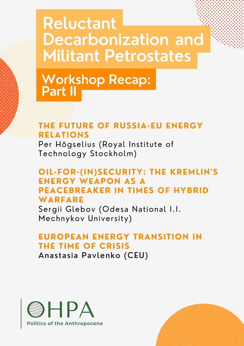 OHPA_CEU's tweet photo. Our latest Workshop Summary is available now!
Read here:
https://t.co/Vkr8vboxVB
YouTube:
https://t.co/pxDc1577ic
#Climatepolitics #Climateemergency #decarbonisation #climatechange #anthropocene #OHPA #climateresearch
#petroaggression #anthropocenepolitics #greenenergy https://t.co/H0ON9fZbG8
