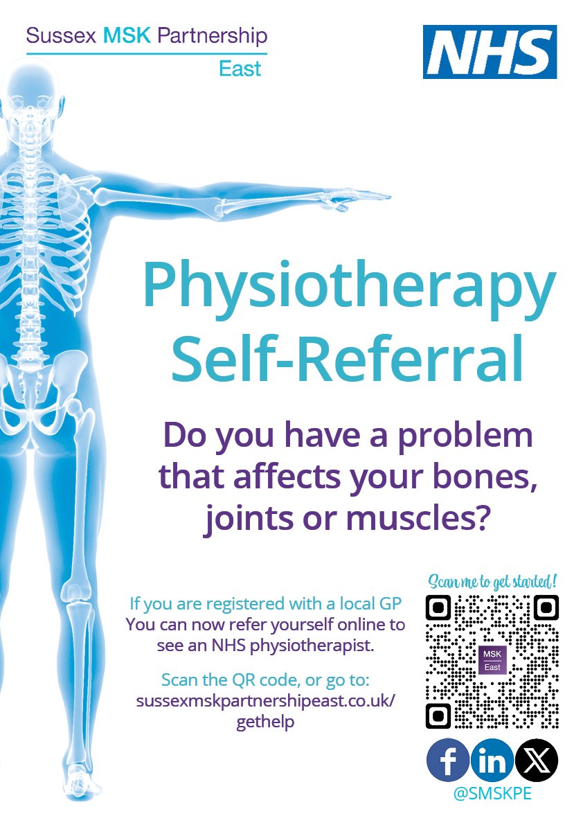 Do you have a problem that affects your bones, joints, or muscles? 

Did you know that you can #selfrefer to see a #physiotherapist without needing to see your GP first?

Refer yourself for NHS #Physiotherapy at: bit.ly/Physio_Self_Re…

#MSKHealth #HealthyLiving #StayActive