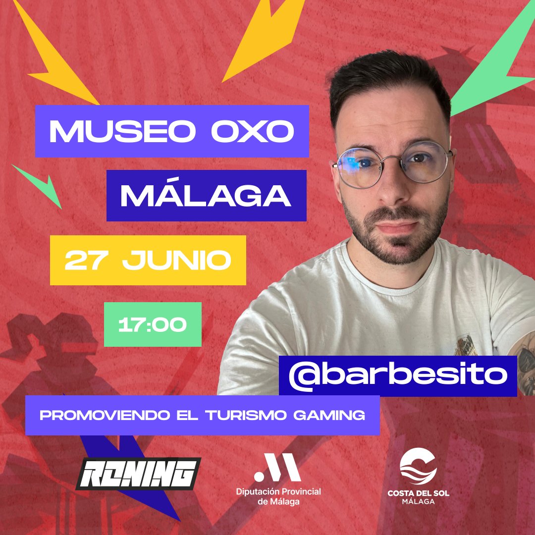 🎮 ¡RECUERDA! Este jueves tenemos una cita en <a href="/oxomuseo/">OXO Museo del Videojuego Málaga</a>, en Málaga.

No te pierdas a <a href="/Barbesito/">Barbe</a> jugando a #LeagueofLegends en el #Twitch de Roning a las 17:00h.

¡Ven a Málaga y vive una experiencia gaming que nunca olvidarás!

Patrocinan: <a href="/typcostadelsol/">Costa del Sol Málaga</a> y <a href="/diputacionMLG/">Diputación de Málaga</a>