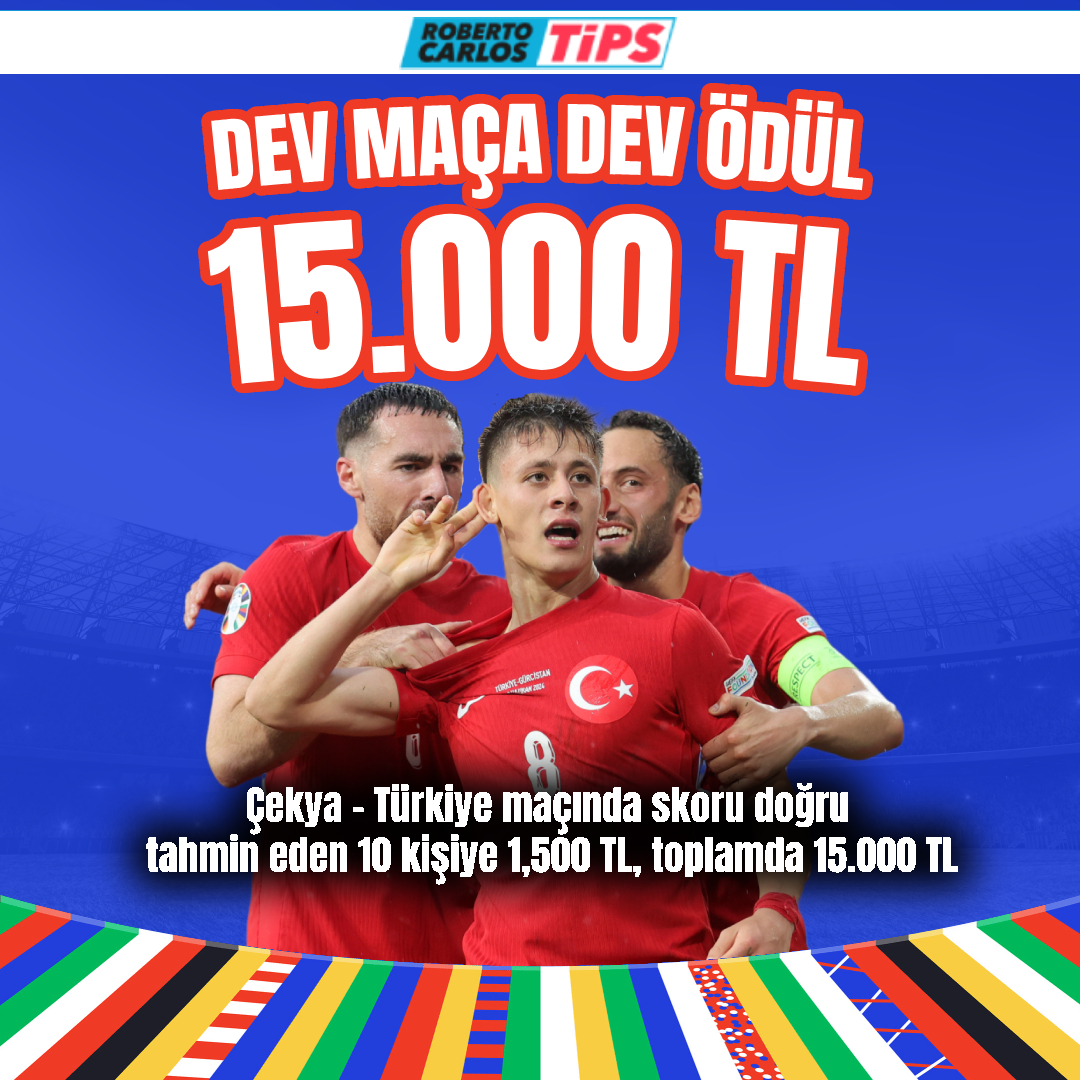🇹🇷 Millilerimiz grupta son maçına çıkıyor, Roberto Carlos Tips para dağıtıyor!

🎯 Dev maçın skorunu doğru tahmin eden 10 kişiye toplamda 15.000₺ nakit ödül.

💠 Tahminini yorumlarda belirt, hesabımızı takip etmeyen cevaplar geçersiz sayılacaktır. 

📲 bit.ly/rctips