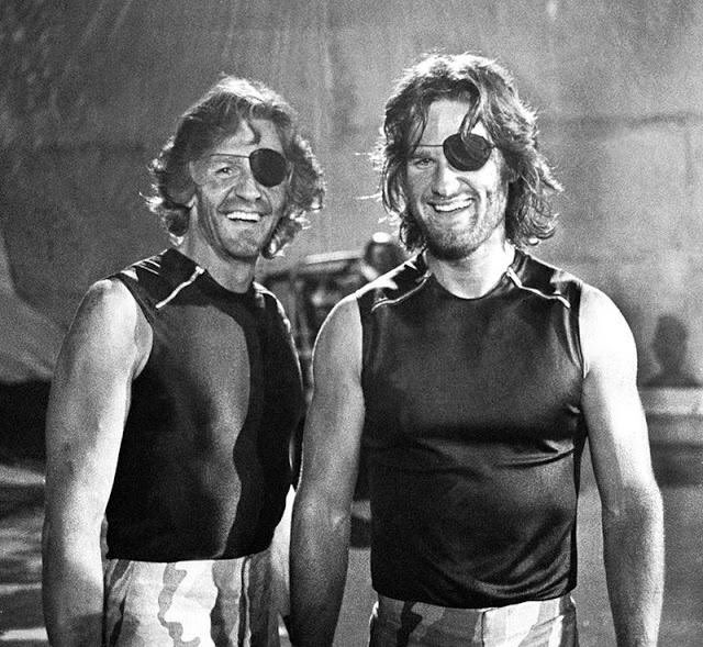 TheCinesthetic's tweet photo. Kurt Russell and his stunt double Dick Warlock on the set of Escape from New York https://t.co/wn0Epps0u1