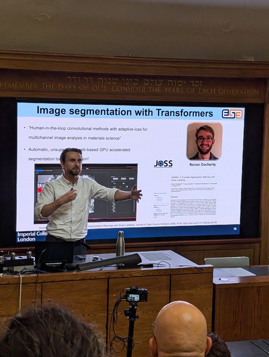 Before coffee Sam Cooper presenting work on how ML methods, e.g image segmentation and GANs, are used for microstructural design and characterisatiom with applications for e.g in battery electrodes.

#FutureMatDiscovery