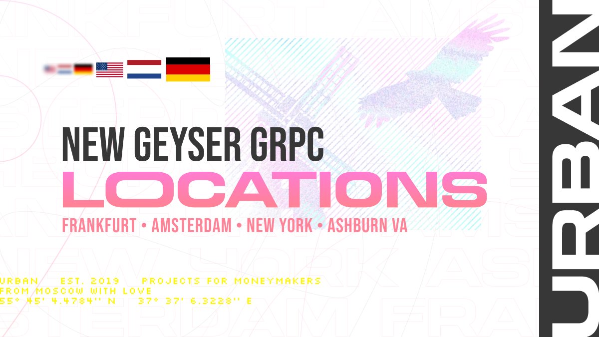 We are excited to announce that Urban Node now supports geyser gRPC streaming.

With < 1ms endpoints, enjoy the fastest possible monitoring using geyser!

Available for all users, including renters and holders.