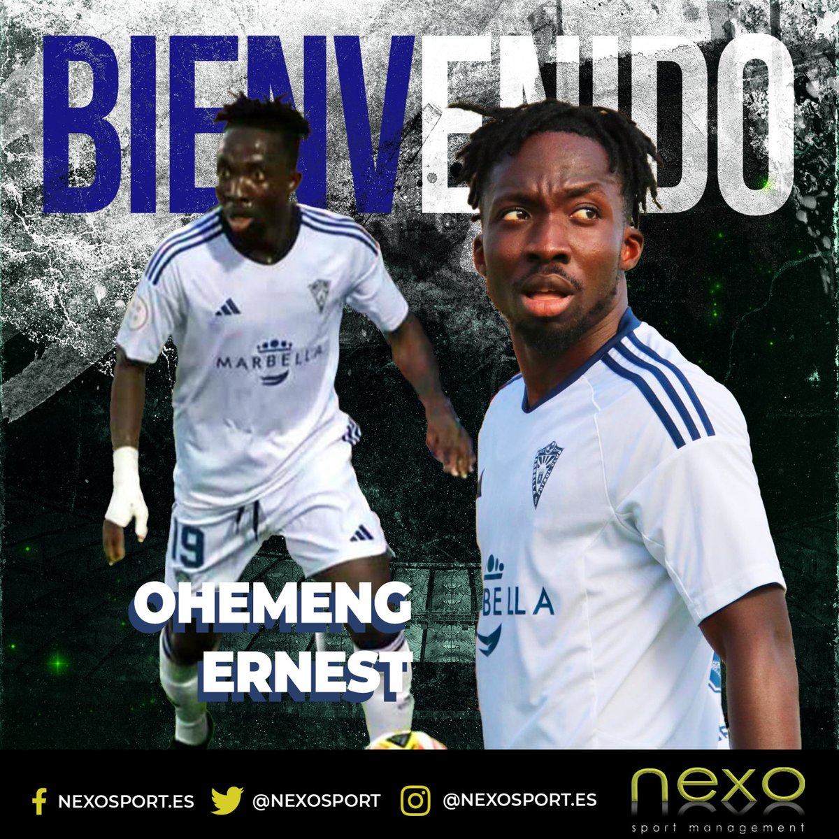 📰 Damos la bienvenida en <a href="/NexoSport/">Nexo</a> a nuestro nuevo jugador Ernest Ohemeng 🤩💪🏻

☑️ Extremo zurdo que actualmente milita en las filas del <a href="/marbella_fc/">Marbella FC</a> de #1RFEF

#Bienvenido #Welcome