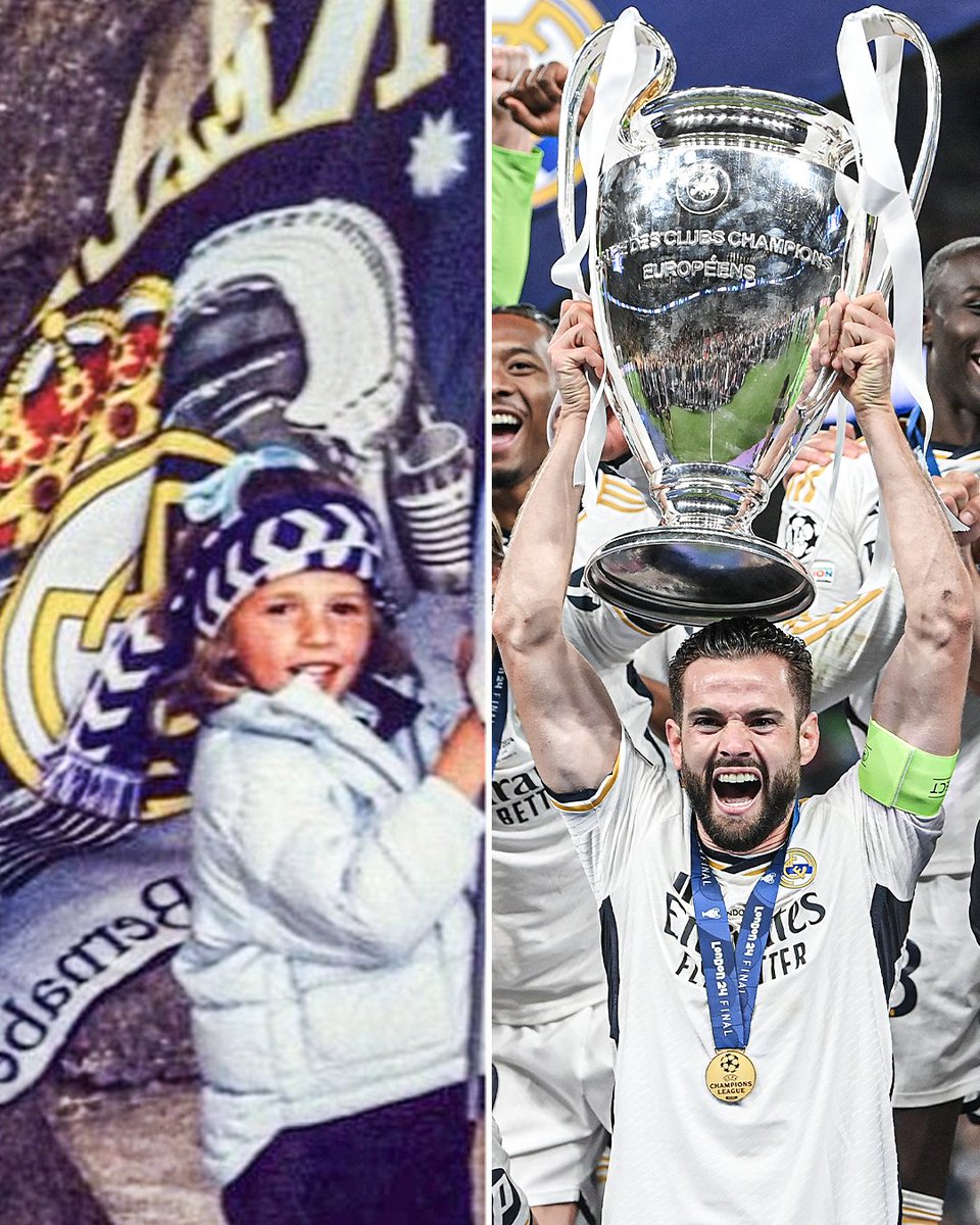 ESPNFC's tweet photo. Nacho Fernández was born in Madrid, and grew up a Real Madrid fan.

He joined the academy when he was 11, and never played for any other club.

23 years later, he's won multiple titles and lifted the Champions League trophy as captain in his final game.

What a journey 🤍 https://t.co/wKxTkExJi4