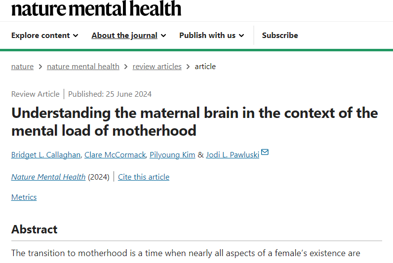 Dr. Jodi Pawluski, PhD, HDR, PMH-C (@jodipawluski) on Twitter photo Check out our latest review titled "Understanding the #maternalbrain in the context of the #mentalload of motherhood <a href="/SpringerNature/">Springer Nature</a> in <a href="/NatMentHealth/">Nature Mental Health</a> with <a href="/Dr_BCallaghan/">Dr. Bridget Callaghan</a>, <a href="/clareamc/">Clare McCormack</a> and Dr Pilyoung Kim (<a href="/DenverUPsych/">DU Psychology</a>). 🔥
<a href="/RennesUniv_EN/">University of Rennes</a> @irset_fr
pdf : rdcu.be/dLP1N Check out our latest review titled "Understanding the #maternalbrain in the context of the #mentalload of motherhood <a href="/SpringerNature/">Springer Nature</a> in <a href="/NatMentHealth/">Nature Mental Health</a> with <a href="/Dr_BCallaghan/">Dr. Bridget Callaghan</a>, <a href="/clareamc/">Clare McCormack</a> and Dr Pilyoung Kim (<a href="/DenverUPsych/">DU Psychology</a>). 🔥
<a href="/RennesUniv_EN/">University of Rennes</a> @irset_fr
pdf : rdcu.be/dLP1N