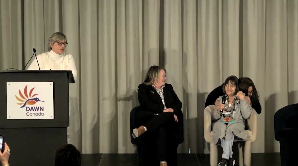 DAWNRAFHCanada's tweet photo. This week, for #DAWN39, we proudly revisit one of the year's highlights—the 2023 Hummingbird Awards! Sandra Pronteau was honoured with the individual award for her continuous commitment to centring women and gender-diverse people with disabilities. Read: https://t.co/HmedE3y04k https://t.co/7EvJSUh4qa