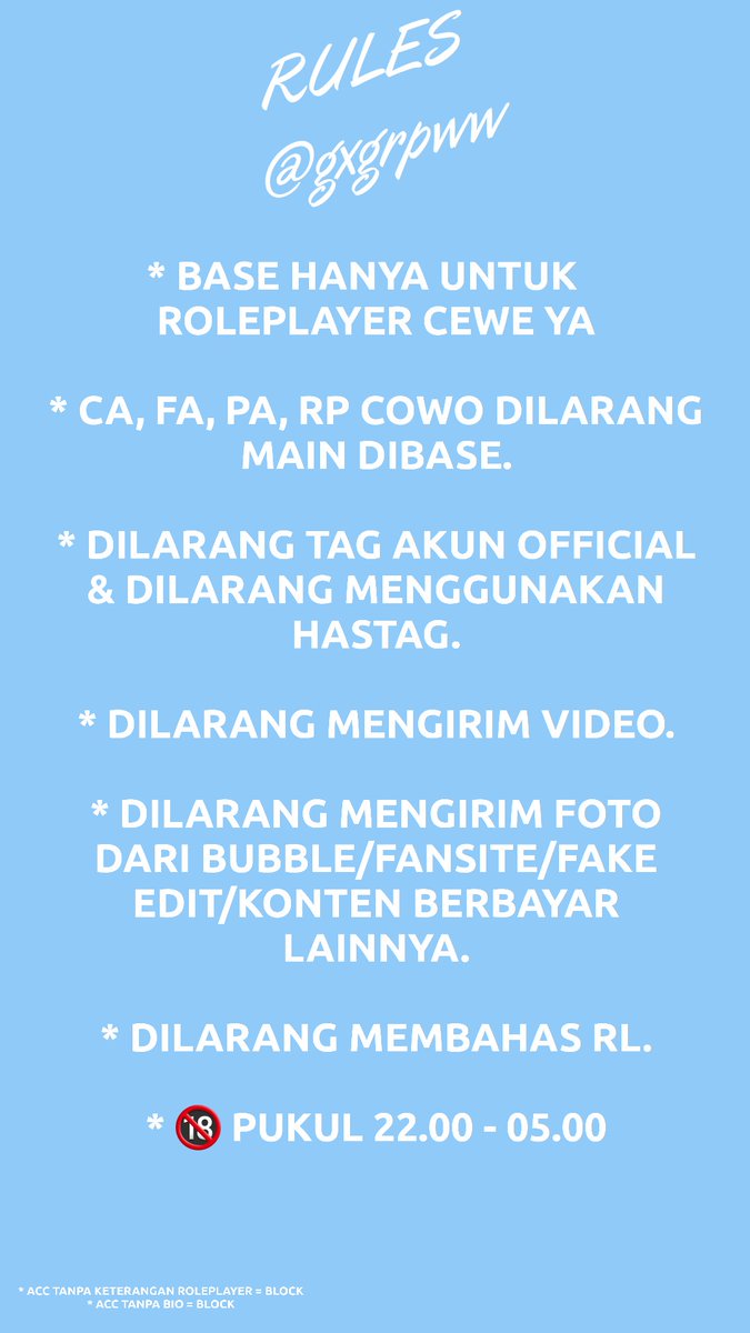gxgrpww's tweet image. R U L E S
