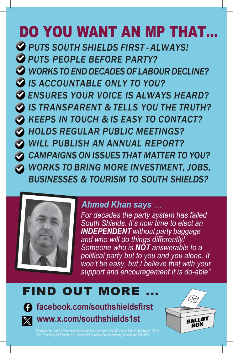 ALMOST FINISHED DELIVERING MY INTRODUCTORY LEAFLET Massive respect &amp; thanks to my amazing team of volunteers who have turned out day after day to deliver my introductory leaflet to almost 48,000 homes.
#GeneralElection2024 #southshieldsfirst #southshields #independent #4thofJuly