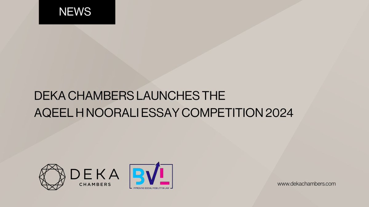 We are pleased to have partnered with <a href="/bvl_law/">BVL</a> once again to run our legal essay writing competition, in memory of dear friend and talented barrister, Aqeel H Noorali. Applications for the 2024 competition are now open. Closing date is 16th September ow.ly/6I8h50Sp1u7