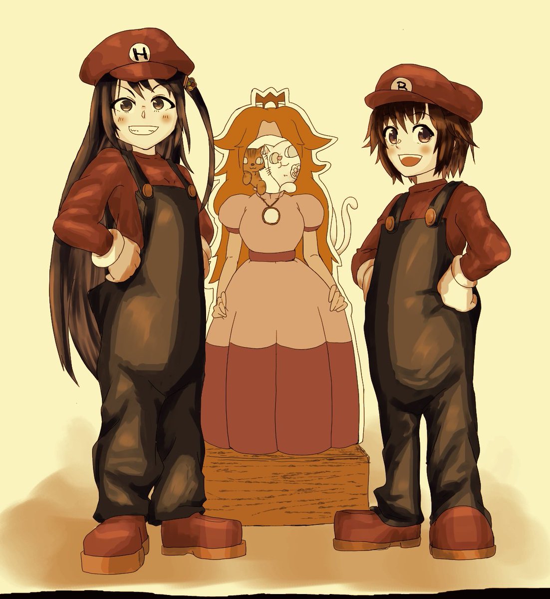 korikoro_k4's tweet image. FGMFさん（れとろげさん？）の動画をちょこちょこ拝聴しております。癒し。
ひめちゃれ、スーパーマリオワールドクリア🎉ということで、今回の英雄と過去に1（スーパーマリオブラザーズ）をクリアされた英雄を。姫役が浮かばなかったのでニャンコ達に。
なんか時間かかったなぁ💦
#れん画ーと #絵りこ