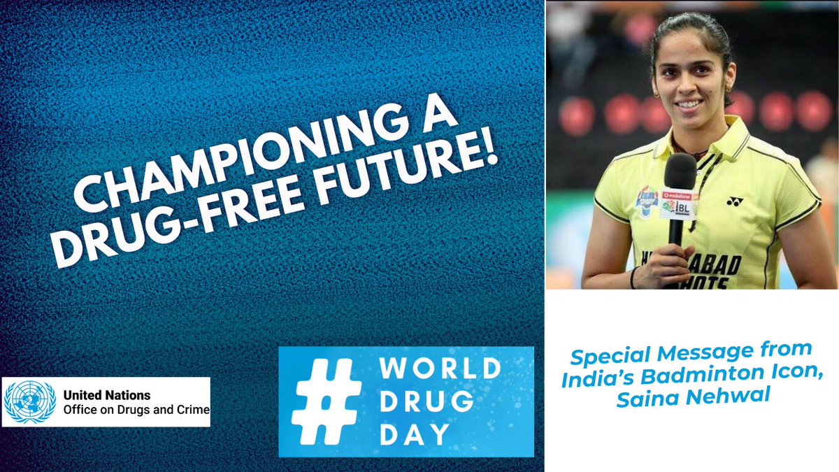 UNODC South Asia (@unodc_rosa) on Twitter photo Coming up! 🚨 
On #WorldDrugDay, a heartfelt message from India’s Badminton Icon <a href="/NSaina/">Saina Nehwal</a> on preventing drug use and promoting healthy lifestyles—in support of <a href="/UNODC_ROSA/">UNODC South Asia</a>’s efforts!
Stay tuned for updates. Coming up! 🚨 
On #WorldDrugDay, a heartfelt message from India’s Badminton Icon <a href="/NSaina/">Saina Nehwal</a> on preventing drug use and promoting healthy lifestyles—in support of <a href="/UNODC_ROSA/">UNODC South Asia</a>’s efforts!
Stay tuned for updates.