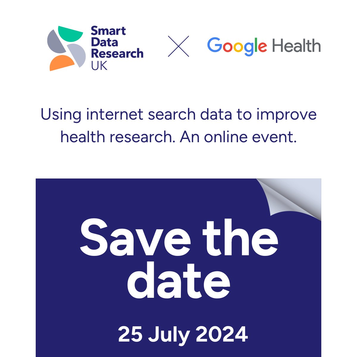 Smart Data Research UK (@smartdatares) on Twitter photo Save the date: Thursday, 25 July 2024
A webinar with Smart Data Research UK & <a href="/GoogleHealth/">Google Health</a>: Using internet search data to improve health research.
25 July 2024: 1:00pm BST, 8:00am EST, 5:00am PST Save the date: Thursday, 25 July 2024
A webinar with Smart Data Research UK & <a href="/GoogleHealth/">Google Health</a>: Using internet search data to improve health research.
25 July 2024: 1:00pm BST, 8:00am EST, 5:00am PST