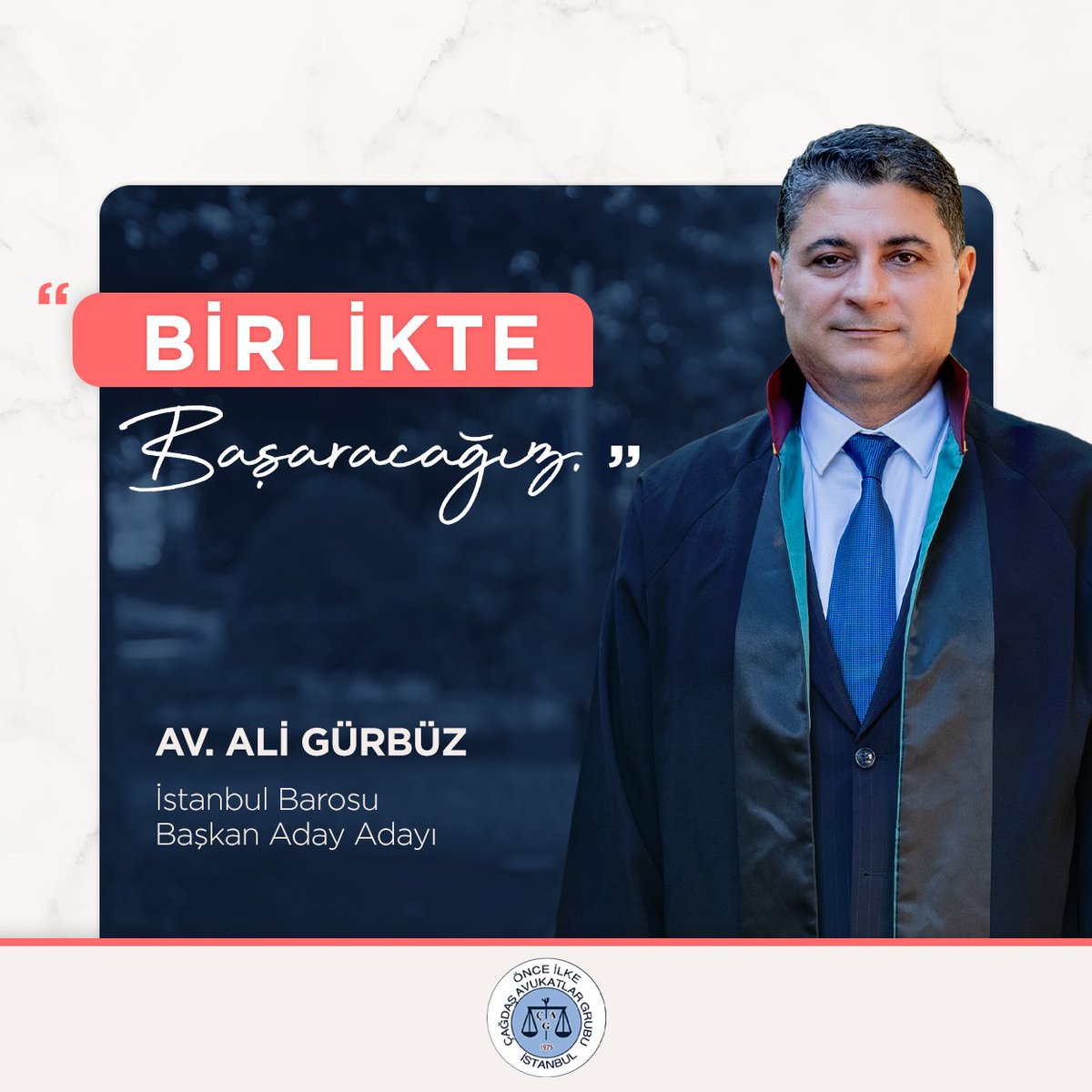 Merhabalar. Ben Av. Ali Gürbüz. Şu anda, İstanbul Barosu Başkan Yardımcılığı görevini ifa ediyorum. 29 Haziran 2024 ön seçimlerinde de Önce İlke Çağdaş Avukatlar Grubu’nun İstanbul Barosu Başkan Aday Adaylarından birisiyim.