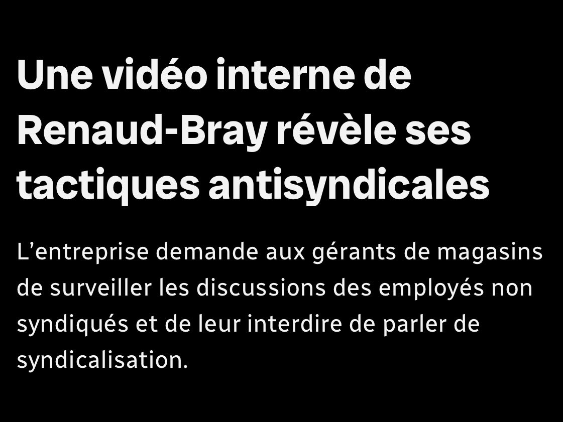 L’enregistrement d’une réunion Teams de cadres de Renaud-Bray, qui a fuité sur le web, révèle comment la direction de l'entreprise prépare les gérants de librairies à contrecarrer les tentatives de syndicalisation des employés. ici.radio-canada.ca/nouvelle/20805…