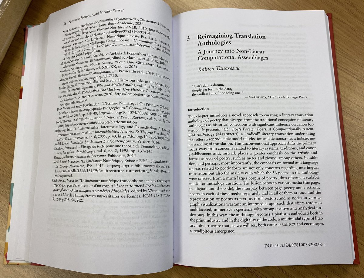 This beauty has just been published! 😍👏 Literature and Computation, ed. by <a href="/MARGENTO_/">Chris Tanasescu</a> , on #platforms, #intermediality, #modeling and analytical-creative approaches to #literarytext. And with a chapter by yours truly on non-linear translation anthologies. <a href="/routledgebooks/">Routledge Books</a>