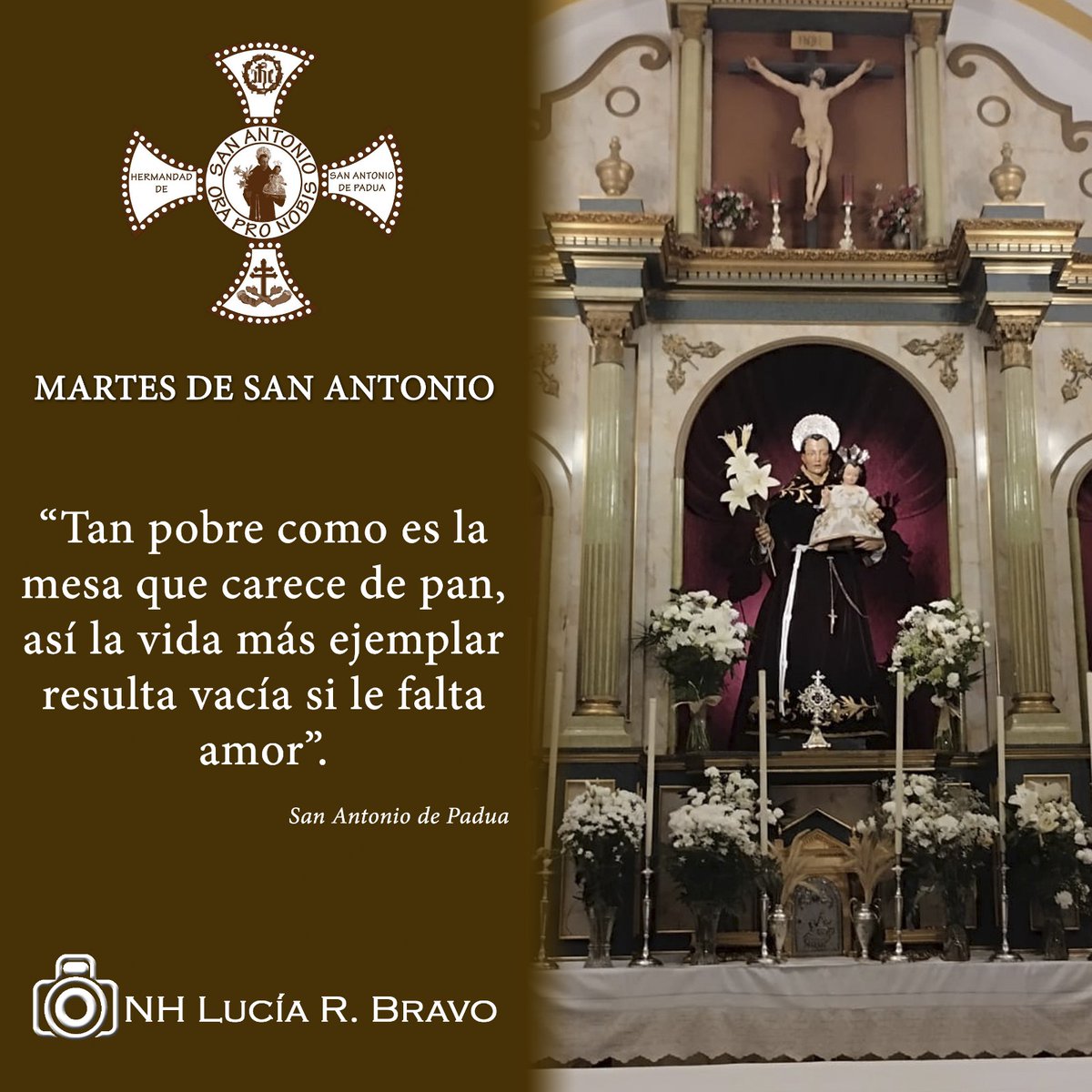 🟤⚪️🟤 MARTES DE SAN ANTONIO | Tan pobre como es la mesa que carece de pan, así la vida más ejemplar resulta vacía si le falta amor.

📸 Imagen de NH. Lucía R. Bravo.

#elpaduano #santodetodoelmundo #DoctorDeLaIglesia #MartesDeSanAntonio
