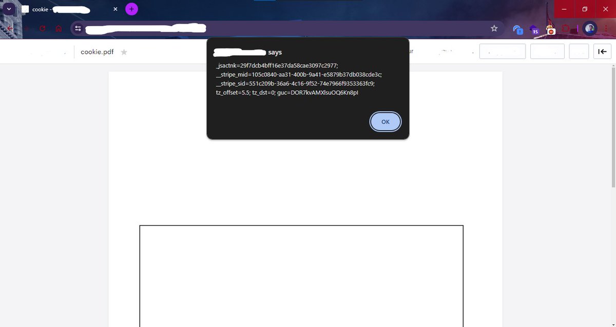 PDF.js exploit found leading to Reflected XSS (account takeover maybe possible, working on it). Big thanks to
<a href="/coffinxp7/">Coffin</a>
for the alert. CVE-2024-4367.  Keep pushing boundaries! 💻📷 #BugBounty #CyberSecurity #Infosec #HackerLife