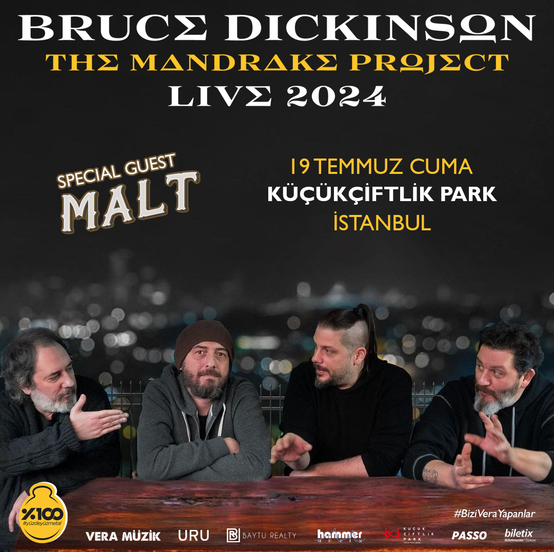 Türk rock müziğinin efsanevi grubu Malt, The Mandrake Project Turnesi’nin en yüksek katılımlı konserinde seyirciyi Bruce Dickinson’a hazırlayacak 🍺 #yüzdeyüzmetal