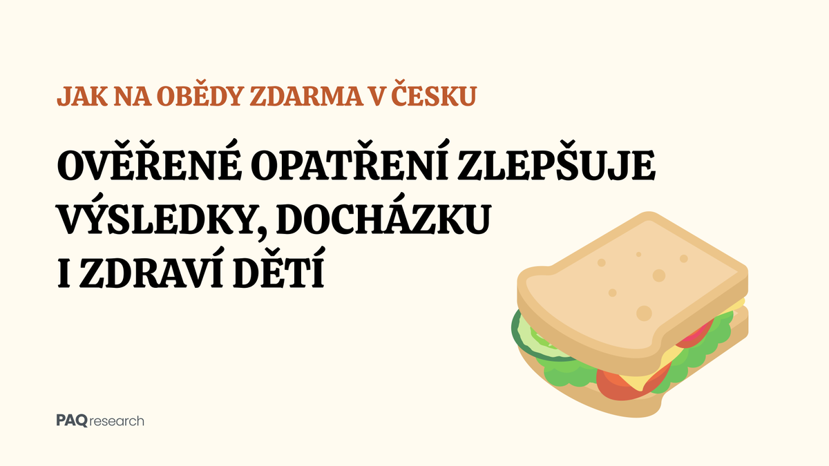 paq_research's tweet photo. Obědy zdarma ověřeně fungují. Programy v Česku ale trpí administrativou a nedokážou obsloužit všechny potřebné děti.

Obědy bychom měli navázat na reformovaný systém dávek. Snadné &amp; šetrné. Jídlo pro všechny potřebné vyjde na 700 mil. Kč až 1,1 mld. Kč, ukazujeme v nové analýze. https://t.co/YJHEwmhfES