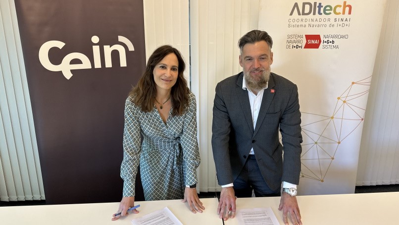 👉🏼 CEIN y <a href="/ADItech/">ADItech - Coordinador Sistema Navarro de I+D+i</a> han firmado esta mañana un convenio de colaboración para el desarrollo de acciones conjuntas para el impulso de la innovación y del emprendimiento de base científico-tecnológica en el Sistema Navarro de I+D+i, (SINAI).
 
🖊️ El acuerdo ha sido rubricado por