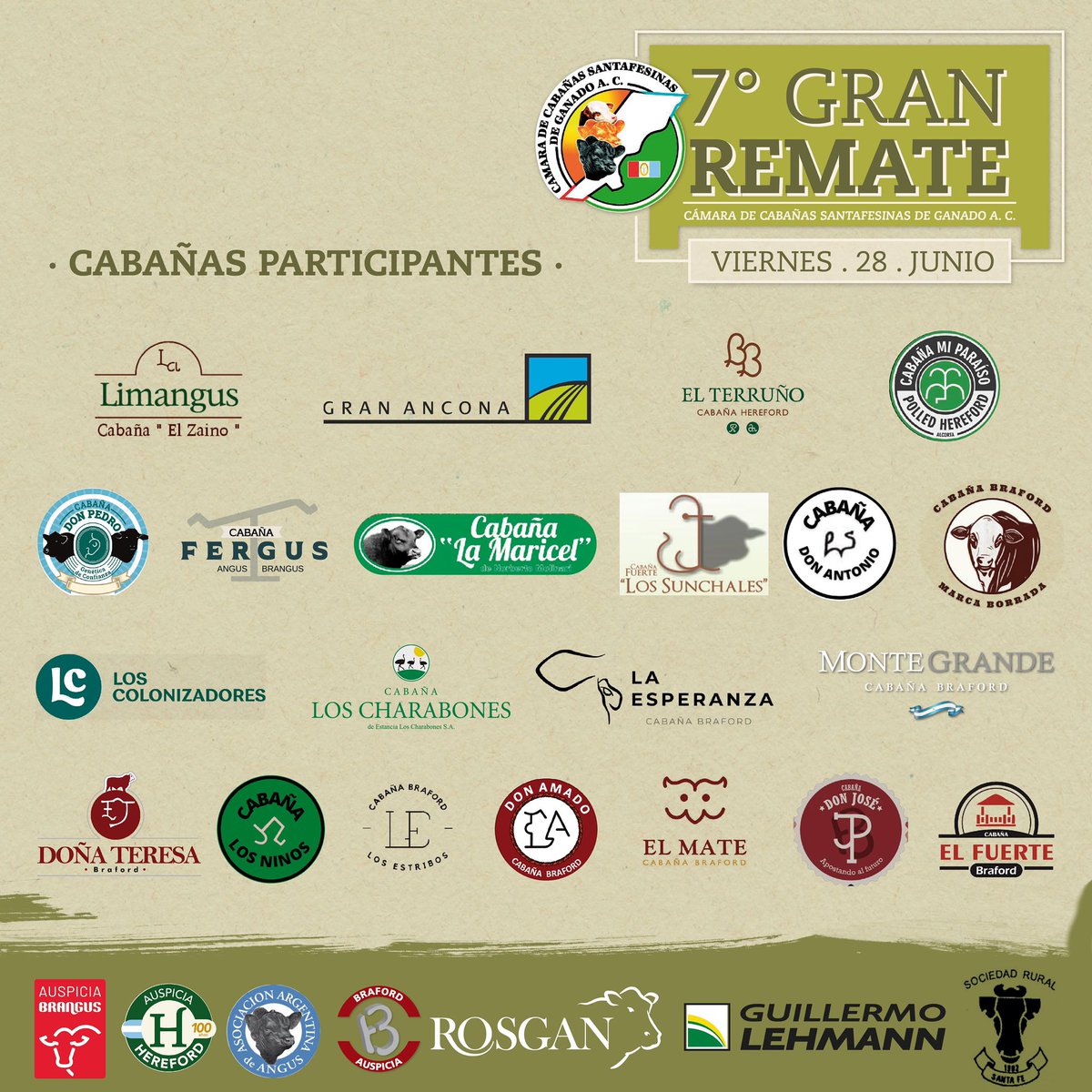 28/6/24 
200 reproductores. 24 Cabañas.
Flete gratis.
📍 Instalaciones de remate feria de Cooperativa Guillermo Lehmann. Emilia S. F.
Más información: (03483) 15451147 - (03498) 15475154
#Remate  #bovinos   #genética  #camaracsf   #ccsf