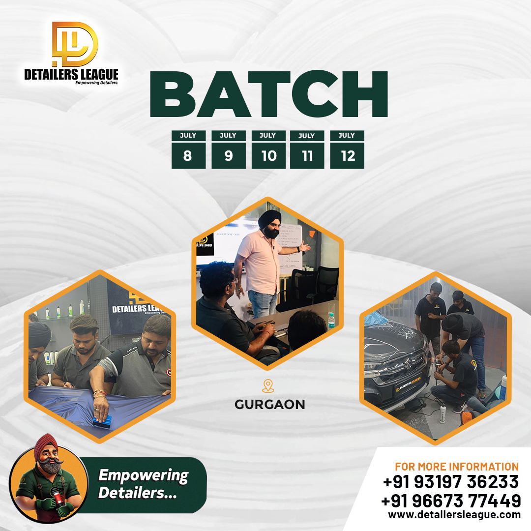 detailersleague's tweet image. Join our new batch starting from July 1st to July 5th, 2024, for comprehensive training in car washing, polishing, ceramic coating, PPF installation, and wrapping at Detailers League!  Our expert-led program ensures you master the latest techniques.#detailersleague
#PPFTraining