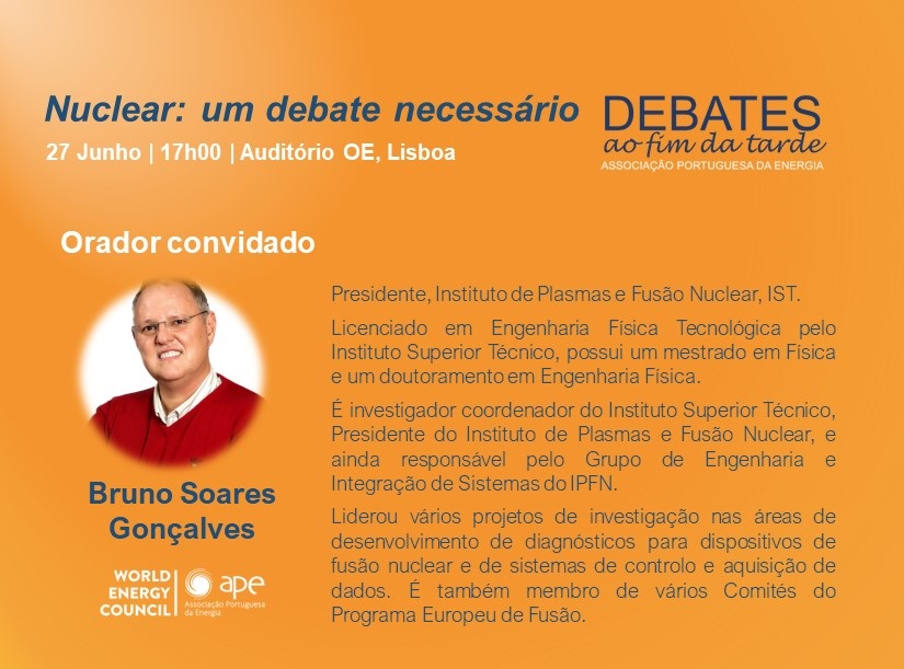 Debate ao Fim da Tarde 💡"#Nuclear: um debate necessário."💡

🗓️ 27 Junho, 2024 
🕟 17h
📌Auditório da Ordem dos Engenheiros.

Conheça os portagonistas: Bruno Soares Gonçalves
  
Programa: lnkd.in/dQZzWwQ8
Inscrições:  lnkd.in/dQaTQ9gE

<a href="/FEL_PT/">Future Energy Leaders Portugal</a> 
<a href="/mulheresenergia/">Mulheres na Energia</a>