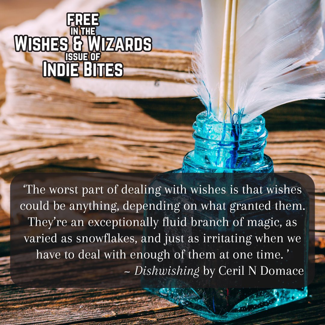 Dishwishing by Ceril N. Domace is available to download FREE in the latest issue of Indie Bites (Wishes &amp; Wizards)

silversunbooks.com/post/wishes-wi…