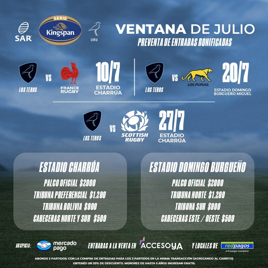 ¡Ingresá en AccesoYa.com.uy y adquirí tus entradas bonificadas para la ventana de julio! 

#VamosTeros #EmpujamosJuntos
