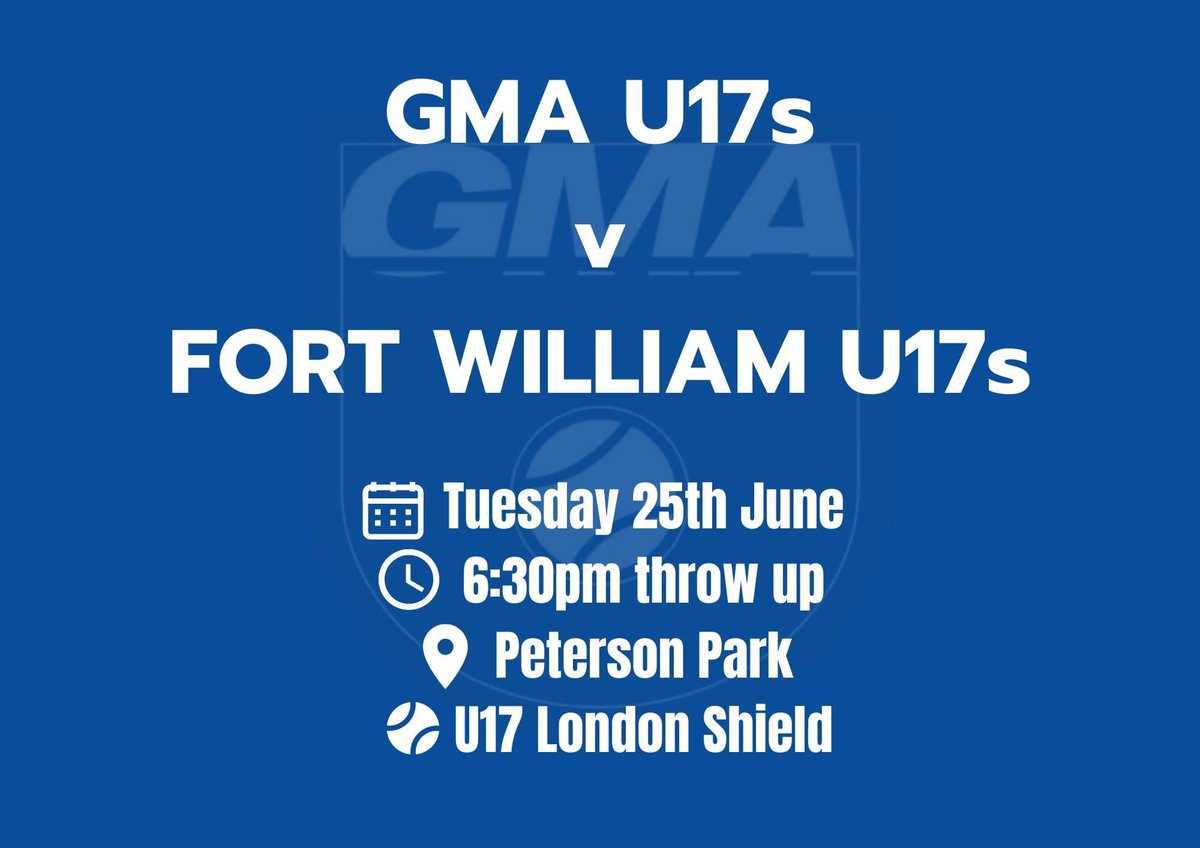 TONIGHT! 
Come along and support our U17s in tonight’s London Shield match at Peterson Park! 🔵⚪️