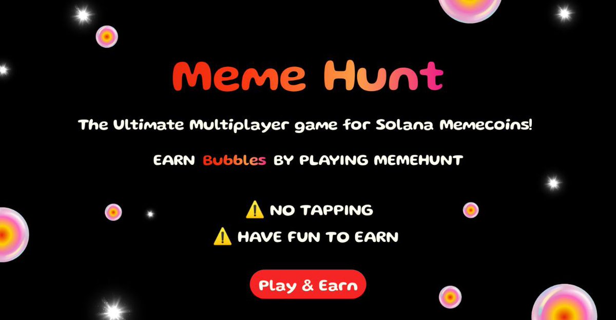 Get ready to start your Journey in Meme Hunt ! 🎊

- Earn Bubble token and redeem exciting prizes 🏆
- Share your Referral Link and earn 10% bonus rewards from each Referral for Lifetime  🎉

Join now  👉 t.me/memehunt_gameb…

Play now and start earning Bubble Token ! 🎉