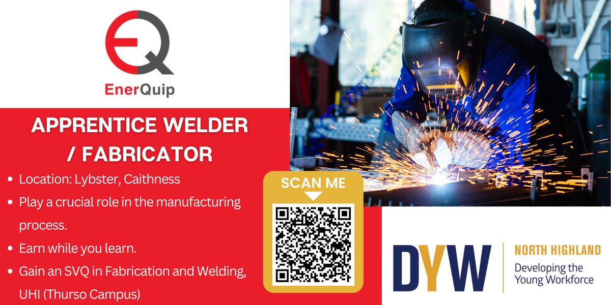 DYW North Highland (@dywnh_skills) on Twitter photo ππ§ Join EnerQuip as an Apprentice Welder/Fabricator in Lybster! π§π
Key Responsibilities:
π₯ Fabrication/welding duties
π₯ Interpret engineering drawings
π₯ Conduct maintenance checks
π§ Send your CV to production@enerquiptorque.com or learn more: ow.ly/KpZU50Se4T7 ππ§ Join EnerQuip as an Apprentice Welder/Fabricator in Lybster! π§π
Key Responsibilities:
π₯ Fabrication/welding duties
π₯ Interpret engineering drawings
π₯ Conduct maintenance checks
π§ Send your CV to production@enerquiptorque.com or learn more: ow.ly/KpZU50Se4T7