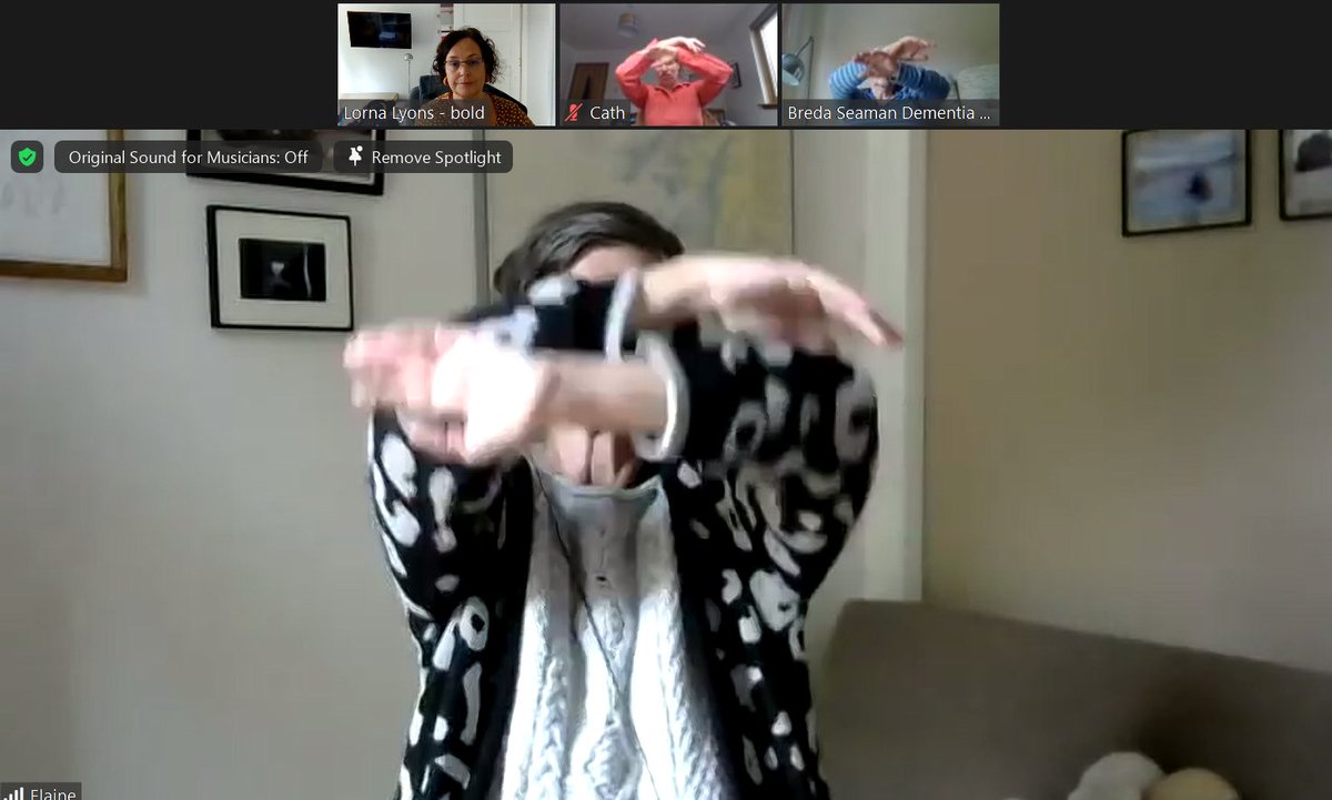 A lovely bold Blether with helpful tips around 'co-production in action' and how to encourage more members to your #dementia meeting centre with Breda sharing 'No Cheek/No Chance'! <a href="/ElaineKordys/">Spin Turn-creative movement</a>'  movements helped us 'Say Hello to ourselves'. Feel full, calm, wonderful &amp; content!