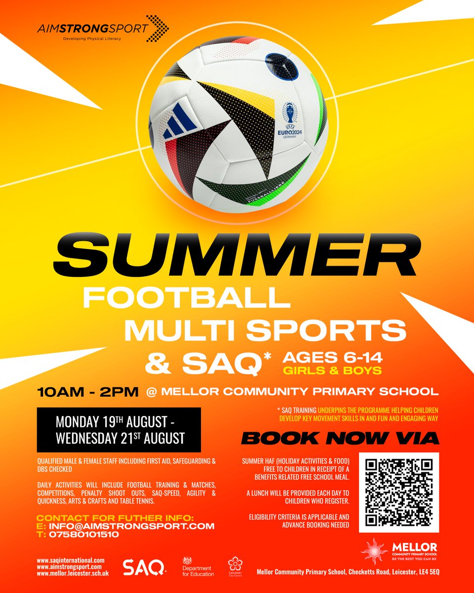 Aim Strong Sport (@aimstrongsport) on Twitter photo New venue <a href="/RusheyMeadAcad/">Rushey Mead Academy</a> <a href="/MellorPrimary/">Mellor Primary</a> for Summer HAF Camp last week of the holidays New venue <a href="/RusheyMeadAcad/">Rushey Mead Academy</a> <a href="/MellorPrimary/">Mellor Primary</a> for Summer HAF Camp last week of the holidays