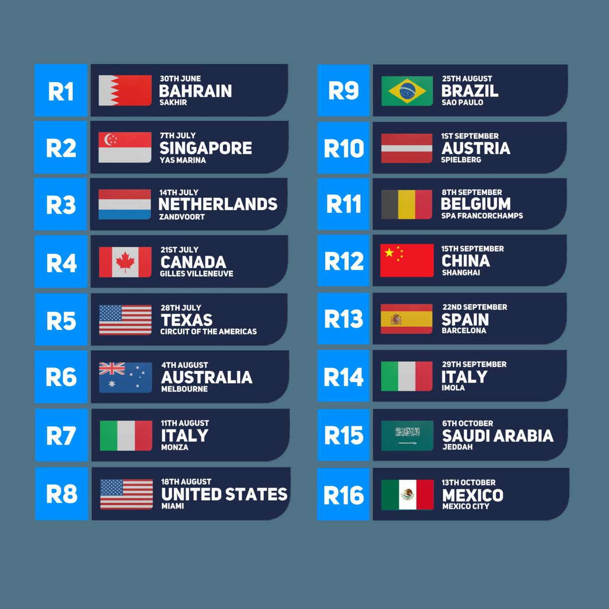 Your Season 5 Race Calendar is here. Here's where we'll be racing!