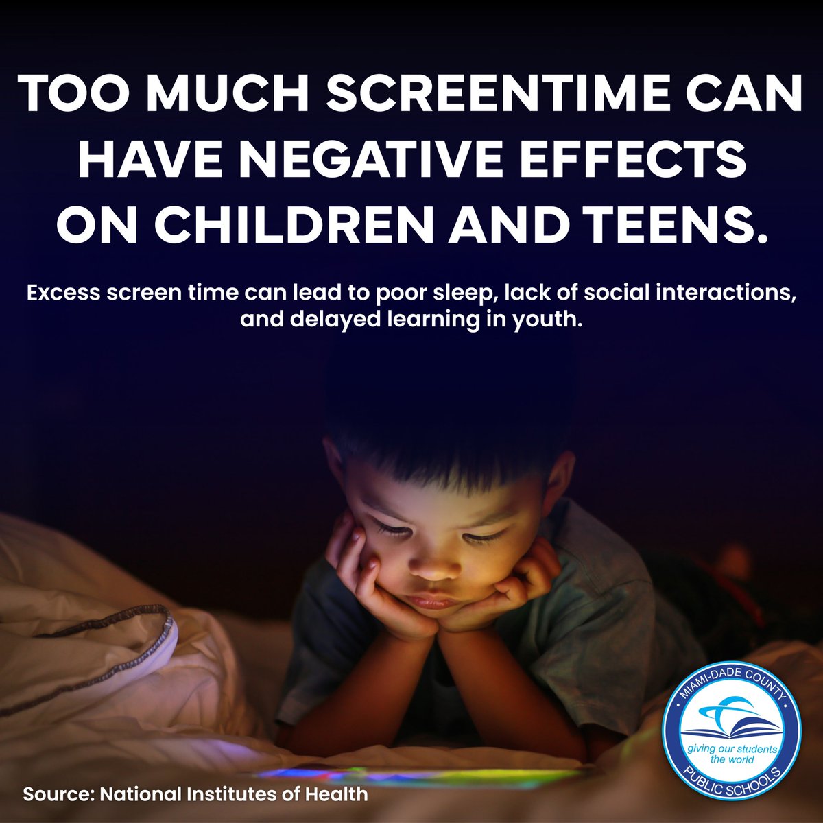 Parents, too much screen time can have negative effects on our youth. According to the National Library of Medicine, excessive screen usage can lead to problems in social-emotional growth, including obesity, sleep disturbances, depression, anxiety, and more. You play a crucial