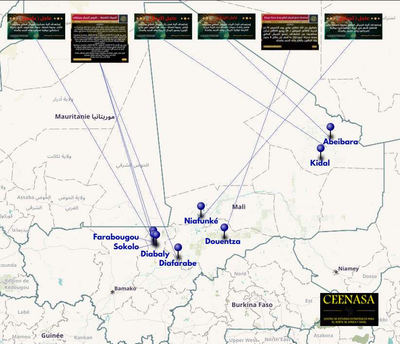 CEENASA396971's tweet photo. #Mali

B/w Mon 17th and Sun 23rd Jun the #JNIM has released 6 statements, claiming responsibility for 8 attacks :

- #Diabaly x2 (Segou)
- B/w #Sokolo &amp; Farabougou
- #Diafarabe (Segou)
- B/w #Kidal &amp; Abeiraba
- Abeiraba
- Douentza
- Niafunké https://t.co/JCeayTlmv8