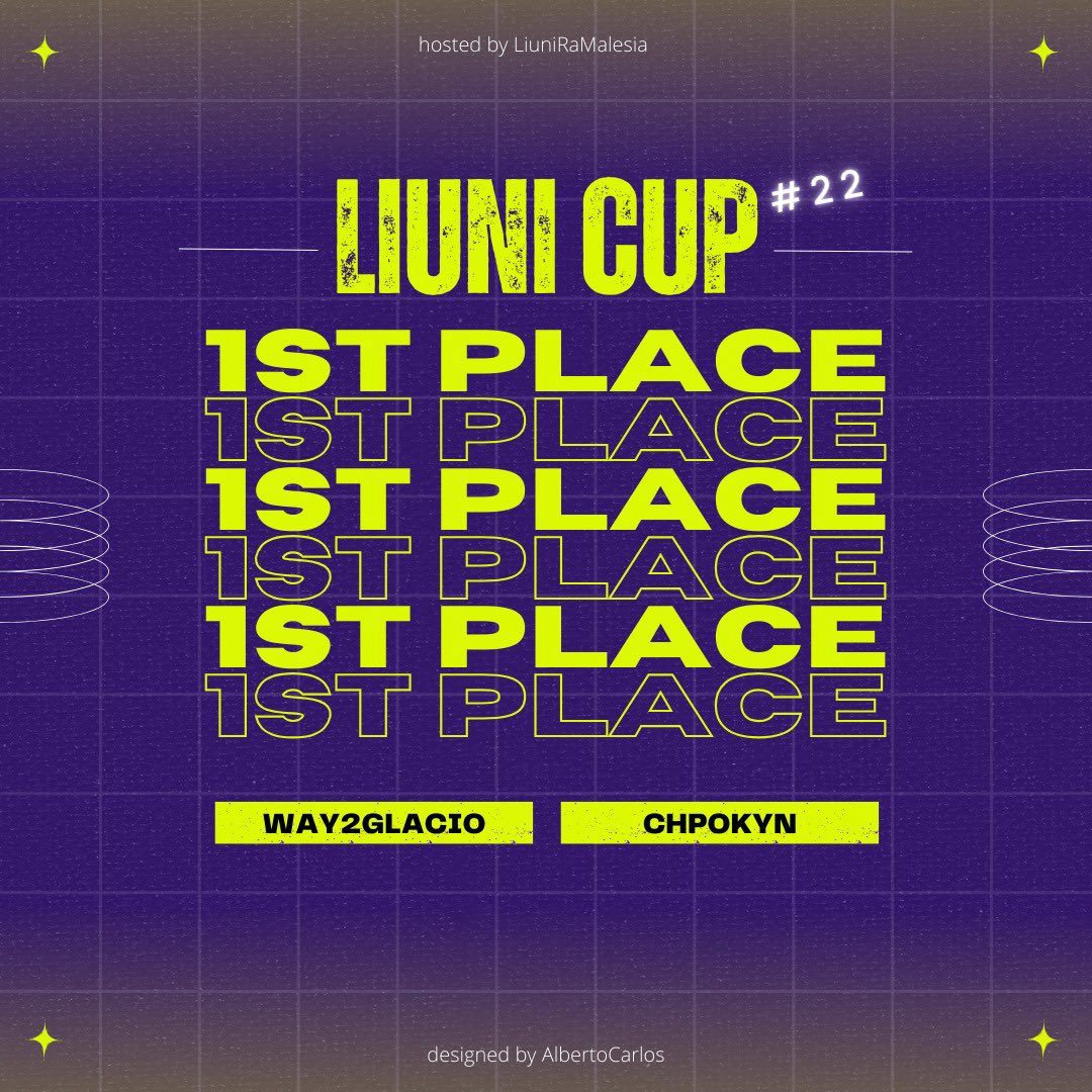 damiano zuccarello (@liunizc) on Twitter photo 🏆 LIUNI CUP #18 FINAL (BEFORE DREAMHACK)
🥇1st place DAGUI 💰
🥈2nd place <a href="/AboHsewn/">Ali Khalid</a> 💰
🏆 LIUNI CUP #22 FINAL
🥇1st place <a href="/ClaudioSalvato/">way2glacio</a> 17,50💰
🥈2nd place <a href="/Chpokyn/">Chpokyn</a> 17,50€💰
See you next time 👊🏻
graphic by <a href="/albertocarlxs89/">Alberto</a> 🏆 LIUNI CUP #18 FINAL (BEFORE DREAMHACK)
🥇1st place DAGUI 💰
🥈2nd place <a href="/AboHsewn/">Ali Khalid</a> 💰
🏆 LIUNI CUP #22 FINAL
🥇1st place <a href="/ClaudioSalvato/">way2glacio</a> 17,50💰
🥈2nd place <a href="/Chpokyn/">Chpokyn</a> 17,50€💰
See you next time 👊🏻
graphic by <a href="/albertocarlxs89/">Alberto</a>