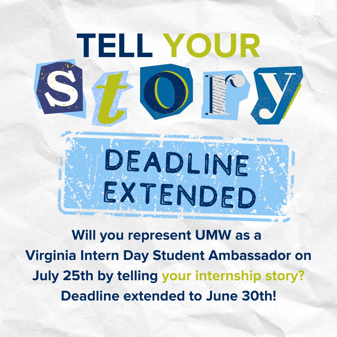 By popular demand, the deadline to register as a Virginia Intern Day Student Ambassador has been extended until June 30th. 

Register today: ow.ly/XeiP50SprHt