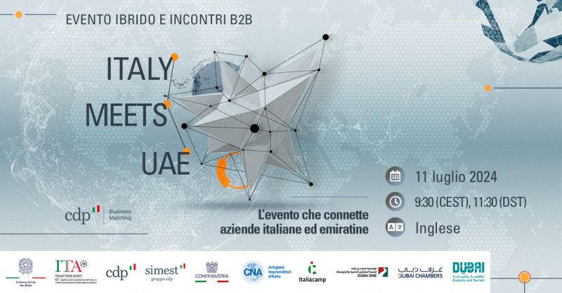 GruppoCDP's tweet photo. 📌 Vuoi entrare in contatto con #aziende degli Emirati Arabi Uniti?
L'11/07 partecipa a "Italy meets #UAE" su #CDPBusinessMatching per scoprire le opportunità di #business tra #imprese 🇮🇹 ed 🇦🇪, con focus sul settore dell'#energia.
Registrati ora ⬇️
https://t.co/6ooAUbMALU https://t.co/x57JW3Nk6W
