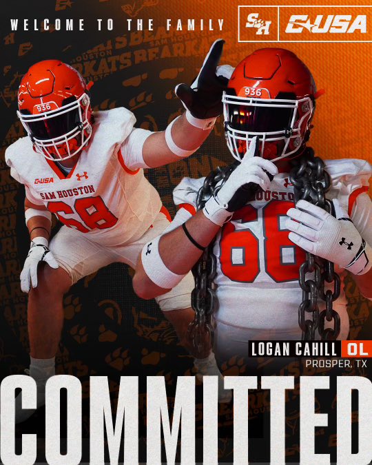 Logan Cahill (@logancahill77) on Twitter photo Committed‼️
Sam Houston State University - D1 FBS, CUSA.
#AGTG I want to thank God, my family and coaches for their support and encouragment over the years.
Thank you Sam Houston State University <a href="/BearkatsFB/">Sam Houston Football</a> for this opportunity to play at the next level.
I am excited to be Committed‼️
Sam Houston State University - D1 FBS, CUSA.
#AGTG I want to thank God, my family and coaches for their support and encouragment over the years.
Thank you Sam Houston State University <a href="/BearkatsFB/">Sam Houston Football</a> for this opportunity to play at the next level.
I am excited to be