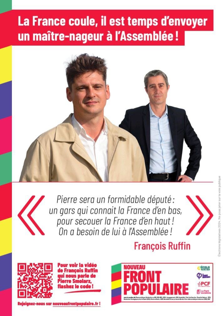 En papier comme en vidéo, notre <a href="/Francois_Ruffin/">François Ruffin</a> !
Dans deux semaines, c'est le grand bain : Assemblée Nationale. Face aux requins au service des lobbys qui essayent de glisser leurs amendements dans les projets de loi.
Mais on nage mieux qu'eux.