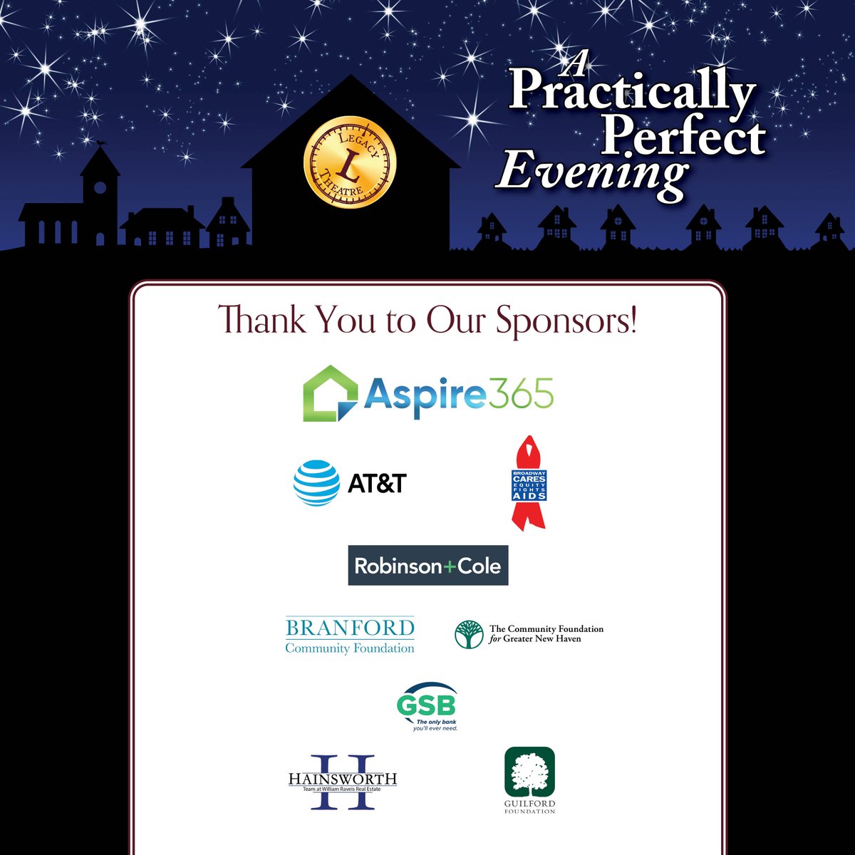 LegacyTheatreCT's tweet image. Thank you to all of the generous sponsors who have made our fundraiser possible! See you tonight for A Practically Perfect Evening to Benefit Legacy Theatre!

legacytheatrect.org/legacy-fundrai…

#legacytheatrect #practicallyperfect
